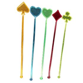 Colorful Poker Cocktail Stirring Sticks Disposable Beverage Coffee Stirrers, 50Pcs