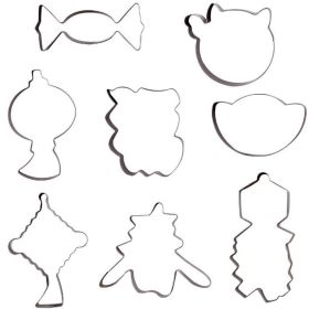 8 Pcs Chinese New Year DIY Stainless Steel Cookie Cutters Mold - Gold Ingot/ Firecracker/ Lantern/ Fu Character