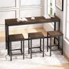 Modern Design Kitchen Dining Table,Pub Table,Long Dining Table Set with 3 Stools,Easy Assembly,Dark Brown