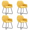 Dining Chairs 4 pcs Yellow Fabric