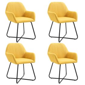 Dining Chairs 4 pcs Yellow Fabric