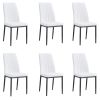 Modern Dining Chairs Set of 6, Side Dining Room/Kitchen Chairs, Faux Leather Upholstered Seat and Metal Legs Side Chairs, White