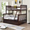 Twin Over Full Bunk Bed with Storage Drawers, Wooden Bunk Bed with Ladder and Safety Guard Rails –Espresso