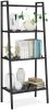 Metal 4 Shelf Bookcase, Multifunctional Ladder-Shaped Plant Flower Stand Rack Bookrack Storage Shelves, Black