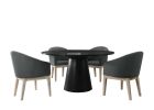 Jasper Ebony Black 5 Piece 59" Round Dining Table Set with Gray Chairs