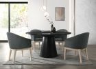 Jasper Ebony Black 5 Piece 59" Round Dining Table Set with Gray Chairs