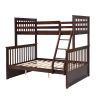 Twin Over Full Bunk Bed with Storage Drawers, Wooden Bunk Bed with Ladder and Safety Guard Rails –Espresso