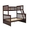 Twin Over Full Bunk Bed with Storage Drawers, Wooden Bunk Bed with Ladder and Safety Guard Rails –Espresso