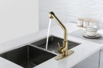 Utility Sink Faucets Single-Handle Pull-Out Laundry Faucet with Dual Spray Function in Stainless Spot Resistant Gold