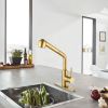 Utility Sink Faucets Single-Handle Pull-Out Laundry Faucet with Dual Spray Function in Stainless Spot Resistant Gold