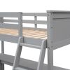 Twin size Loft Bed with Shelves and Desk, Wooden Loft Bed with Desk - Gray(OLD SKU:LT000537AAE)