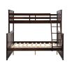 Twin Over Full Bunk Bed with Storage Drawers, Wooden Bunk Bed with Ladder and Safety Guard Rails –Espresso