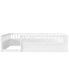 Full Floor Bed Frame with Fence, Wood Kids Floor Beds Frame for Bedroom Playroom,White(Expect arrive date Jul. 10th)