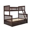 Twin Over Full Bunk Bed with Storage Drawers, Wooden Bunk Bed with Ladder and Safety Guard Rails –Espresso