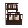 Twin Over Full Bunk Bed with Storage Drawers, Wooden Bunk Bed with Ladder and Safety Guard Rails –Espresso