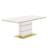 MDF Dining Table,Panel stainless steel polished gold-plated bar, need to hit copper nails,Table Size: 62.99" L x 35.43" W x 29.92" H