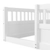 Full Floor Bed Frame with Fence, Wood Kids Floor Beds Frame for Bedroom Playroom,White(Expect arrive date Jul. 10th)