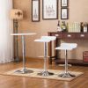 Baxton White Adjustable Height Wood and Chrome Metal Bar Table and 2 Chrome Air Lift Adjustable Swivel Stools Set