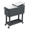 87.5*91*38.5cm 80QT Rectangular Plastic Box Iron Foot Tube Refrigeration and Insulation Cart Dark Grey