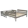 Wood Twin over Full Bunk Bed with Ladder, Gray