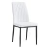 Modern Dining Chairs Set of 6, Side Dining Room/Kitchen Chairs, Faux Leather Upholstered Seat and Metal Legs Side Chairs, White