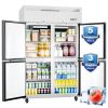 4 Door Dining Room Refrigerator with 8 Adjustable 48" Wide Stainless Steel Shelves 36 Cubic Feet Temperature Control 33°F~40°F