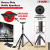 5 Core Speaker Stand Tripod Floor Adjustable Up to 48 Inch DJ Studio Monitor Stands Pole Mount Pair - SS HD 2PK 4FT WB