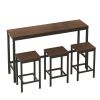 Modern Design Kitchen Dining Table,Pub Table,Long Dining Table Set with 3 Stools,Easy Assembly,Dark Brown