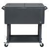 87.5*91*38.5cm 80QT Rectangular Plastic Box Iron Foot Tube Refrigeration and Insulation Cart Dark Grey