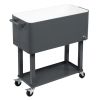 87.5*91*38.5cm 80QT Rectangular Plastic Box Iron Foot Tube Refrigeration and Insulation Cart Dark Grey