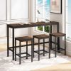 Modern Design Kitchen Dining Table,Pub Table,Long Dining Table Set with 3 Stools,Easy Assembly,Dark Brown