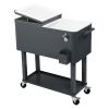 87.5*91*38.5cm 80QT Rectangular Plastic Box Iron Foot Tube Refrigeration and Insulation Cart Dark Grey