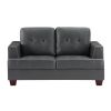 Modern Design 2pc Sofa Set Premium Faux Leather Upholstery Gray Sofa Loveseat Comfort Tufted Detail Solid Wood Frame Living Room Furniture