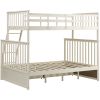 Twin Over Full Bunk Bed with Storage Drawers, Wooden Bunk Bed with Ladder and Safety Guard Rails –Cream