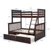 Twin Over Full Bunk Bed with Storage Drawers, Wooden Bunk Bed with Ladder and Safety Guard Rails –Espresso