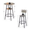 Round bar stool set with shelf, upholstered stool with backrest Grey, 23.62'' W x 23.62'' D x 35.43'' H.