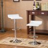 Baxton White Adjustable Height Wood and Chrome Metal Bar Table and 2 Chrome Air Lift Adjustable Swivel Stools Set