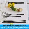 Silverware Set, Flatware Sets with Steak Knives, Flatware 24 Piece Set Food-Grade Stainless Steel Silverware Sets