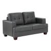 Modern Design 2pc Sofa Set Premium Faux Leather Upholstery Gray Sofa Loveseat Comfort Tufted Detail Solid Wood Frame Living Room Furniture