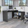 Axis Modern L-Shaped Computer Desk with Open & Closed Storage -Smokey Oak