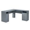 Techni Mobili Functional L-Shape Desk with Storage, Grey