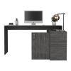 Axis Modern L-Shaped Computer Desk with Open & Closed Storage -Smokey Oak