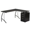 Techni Mobili Modern L- Shaped Computer Desk with File Cabinet and Storage, Espresso