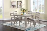 Classic Stylish Natural Finish 5pc Dining Set Kitchen Dinette Wooden Top Table and Chairs Cushions Seats Ladder Back Chair Dining Room