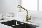 Utility Sink Faucets Single-Handle Pull-Out Laundry Faucet with Dual Spray Function in Stainless Spot Resistant Gold