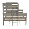 Wood Twin over Full Bunk Bed with Ladder, Gray