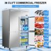 4 Door Dining Room Refrigerator with 8 Adjustable 48" Wide Stainless Steel Shelves 36 Cubic Feet Temperature Control 33°F~40°F