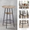 Round bar stool set with shelf, upholstered stool with backrest Grey, 23.62'' W x 23.62'' D x 35.43'' H.