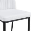 Modern Dining Chairs Set of 6, Side Dining Room/Kitchen Chairs, Faux Leather Upholstered Seat and Metal Legs Side Chairs, White