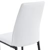 Modern Dining Chairs Set of 6, Side Dining Room/Kitchen Chairs, Faux Leather Upholstered Seat and Metal Legs Side Chairs, White